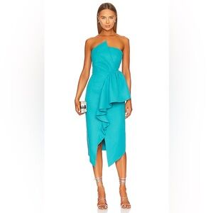 NWT ELLIATT Reception Dress in Teal Turquoise Strapless Bow Front Small